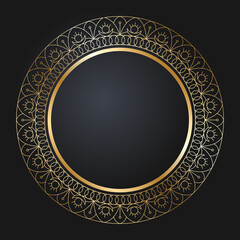 Beautiful round golden frame. Festive design. Gold border. Vector illustration EPS10