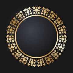 Beautiful round golden frame. Festive design. Floral gold border. Vector illustration EPS10