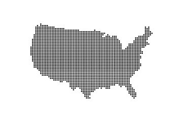 Dotted Style of white color United States map, white dotted USA map with shadows, vector, illustration, eps file