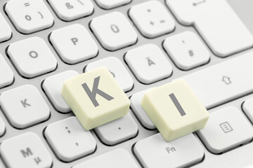 KI und PC Keyboard Nahaufnahme