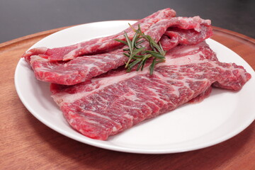 fresh raw meat on a white plate