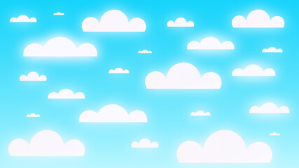 3d illustration of a bright blue sky with paper clouds. Bright summer blue sky background with paper clouds.
