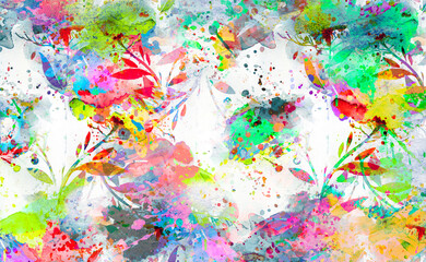 abstract dark background with colorful splashes 