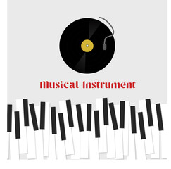vector logo design illustration piano musical instrument, world music day celebration, portable record player