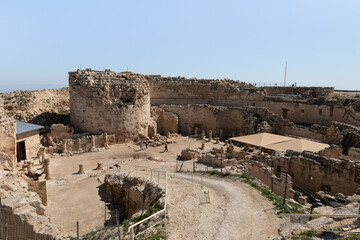 Fototapeta premium Courtyard ruins of the palace of King Herod - Herodion in the Judean Desert, in Israel