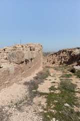 Obraz premium The outer walls in ruins of the palace of King Herod - Herodion in the Judean Desert, in Israel