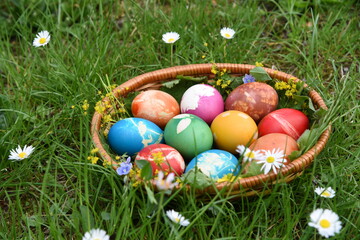 Easter eggs in a basket