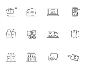 Set of e-commerce icon with linear style isolated on white background 