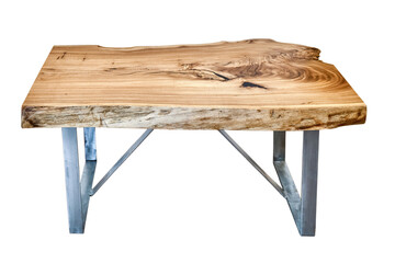 Modern live edge elm slab coffee table with inner knot in bizarre pattern shape and tree rings....