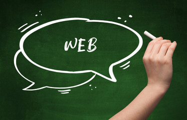 Hand drawing WEB abbreviation with white chalk on blackboard