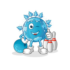 winter earth play bowling illustration. character vector