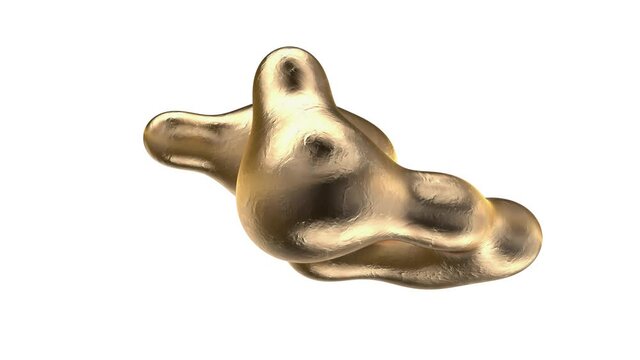 Simple reshaping of gold molecules. Seamless loop of drops of liquid gold.