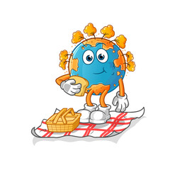 autumn earth on a picnic cartoon. cartoon mascot vector
