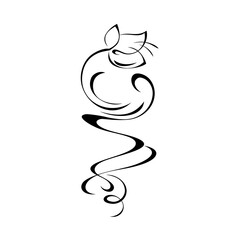 decorative element with one stylized flower bud and ornate ornament