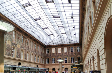 Interior of the main post office in the city center of Prague
