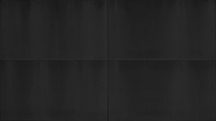 Black anthracite grunge dark wall with rivets, fiberglass concrete skin cement facade panels texture background