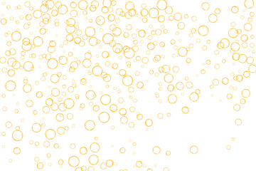 Golden air Bubbles, oxygen, champagne crystal clear isolated on white background modern design. Vector illustration of EPS 10.
