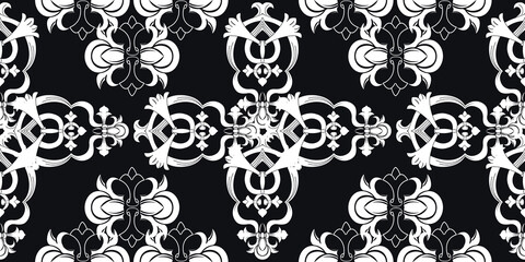 Decorative ornament damask pattern Textile wallpaper classic decor