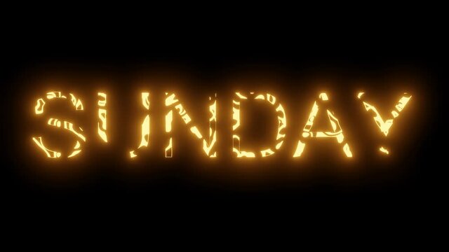 Sunday Glowing 3d sign. Abstract inscription on a black background.