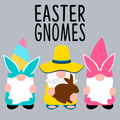 Easter Gnomes, vector illustration art.
