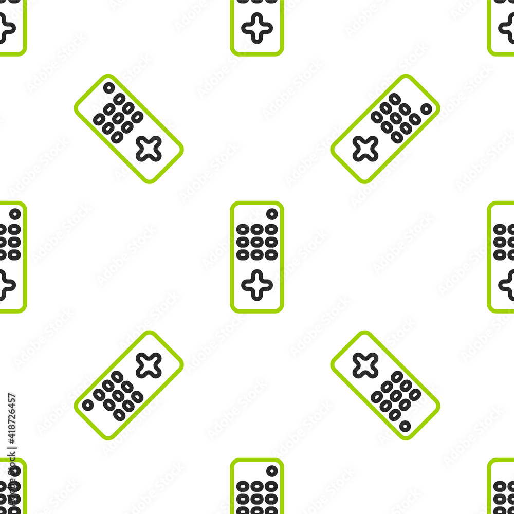 Poster line remote control icon isolated seamless pattern on white background. vector illustration.