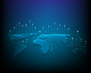 Fototapeta premium Global high speed currency exchange