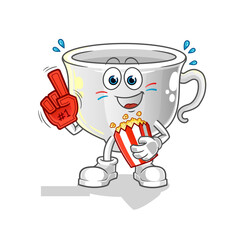 cup fan with popcorn illustration. character vector