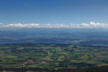 Obraz premium Lake Biel in the Swiss canton of Bern, view from Chasseral mountain. Switzerland