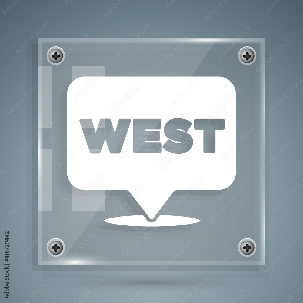Poster white pointer to wild west icon isolated on grey background. western signboard, message board, signp