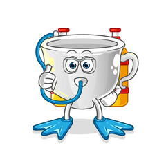 cup divers mascot. cartoon vector