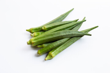 Fresh okra isolated on white