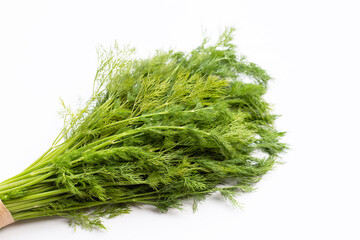 Fresh green dill on white.