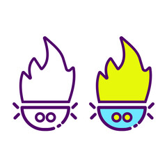 fire head vector icon set, simple pictogram symbols