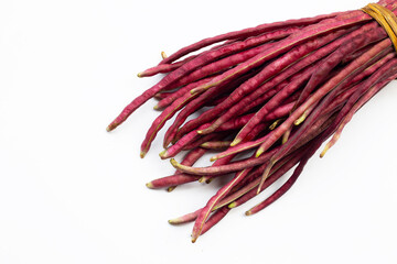 Red yardlong beans isolated on white background