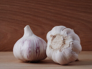 White garlic on the table