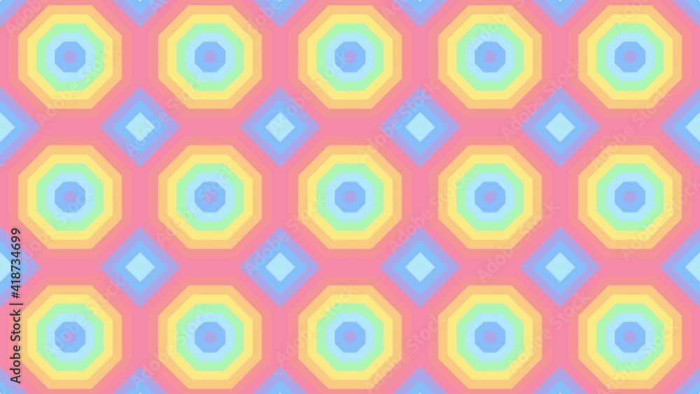 Poster beautiful animated mosaic with rainbow colors in seamless loop motion graphics background