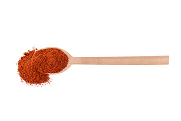 Tandoori Masala mix of spices  in wooden spoon isolated on white background. Spices and food ingredients.