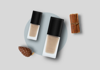 Cosmetic Packages Bottle Mockup, Blank label package for branding mockup, Natural organic beauty product concept.