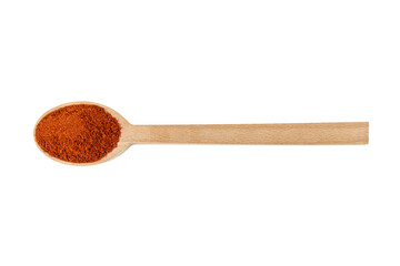 Tandoori Masala mix of spices  in wooden spoon isolated on white background. Spices and food ingredients.