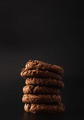 Chocolate Chip Cookies on Dark Background 