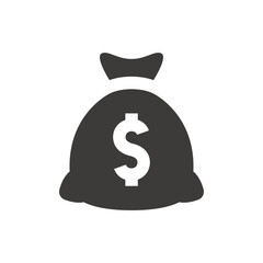 Money bag or sack with dollar sign vector icon. Symple glyph symbol.