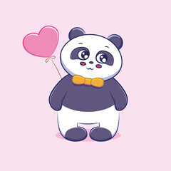 cute panda with heart