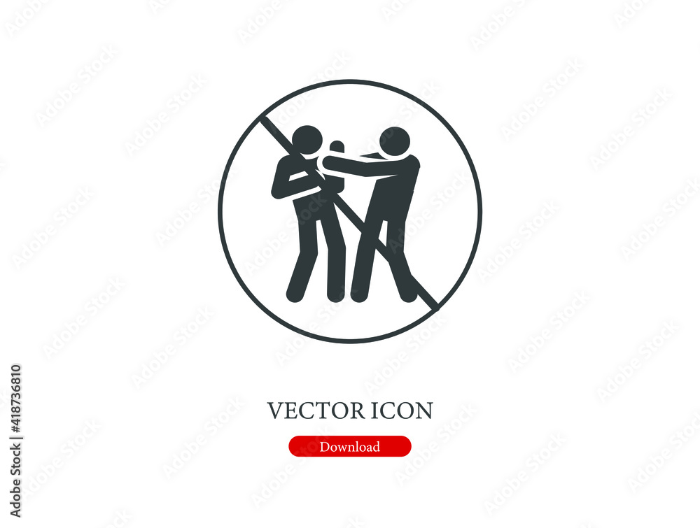Poster no fighting vector icon. editable stroke. linear style sign for use on web design and mobile apps, l