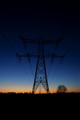 power lines in the sunset