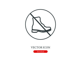 No combat boot vector icon.  Editable stroke. Linear style sign for use on web design and mobile apps, logo. Symbol illustration. Pixel vector graphics - Vector