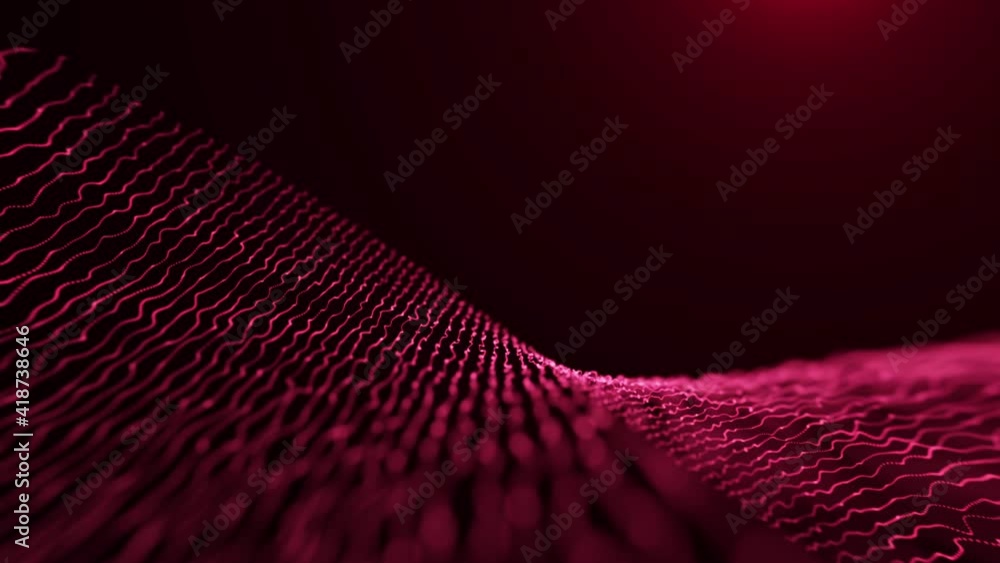 Poster pink moving waves background with slow camera movement motion graphic. minimal digital field with pa