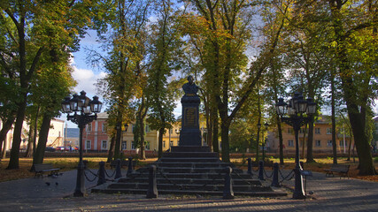 A monument to Nikolai Gogol, a genius writer, in the city of Nizhyn, Chernihiv region, is located...