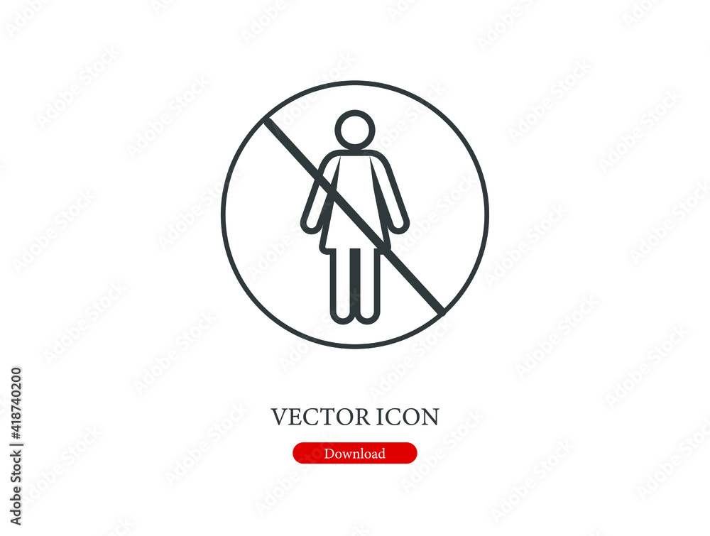 Poster no woman vector icon. editable stroke. linear style sign for use on web design and mobile apps, logo