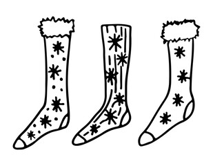 Knitted socks with different patterns.