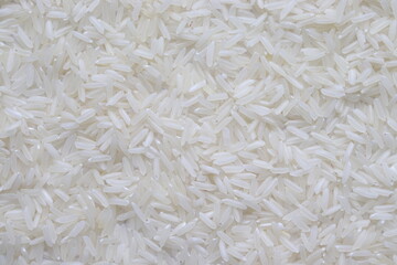The texture of rice cereals. White background with rice. Jasmine, risotto, basmati.